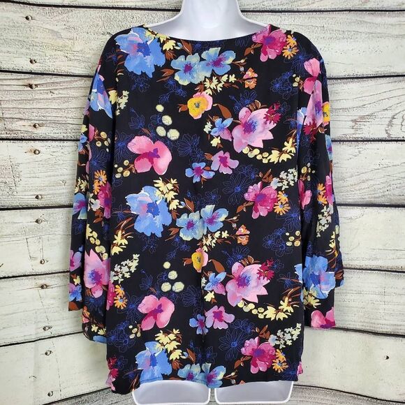 Ava & Viv Women’s Floral V-Neck Blouse Size 2X - Picture 3 of 6